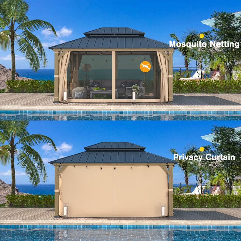 EROMMY 16 Ft. W x 12 Ft. D Wood Patio Gazebo | Wayfair